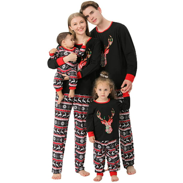 Christmas Pjs Family Matching Sleepwear Knit Holiday Mix Match Pajamas PJs Collection Tops and Long Pants Sleepwear Outfits